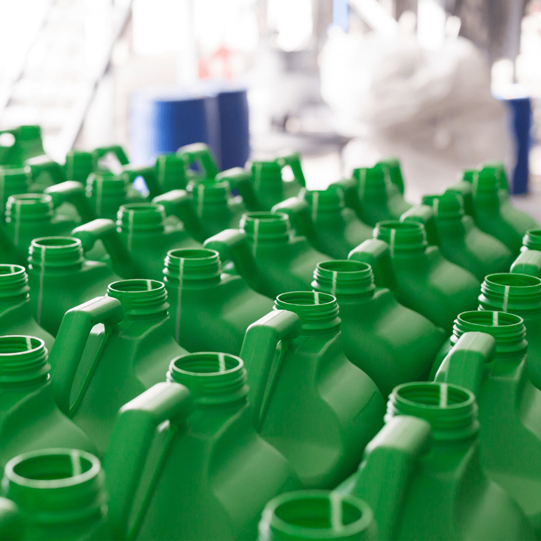 green plastic bottles 